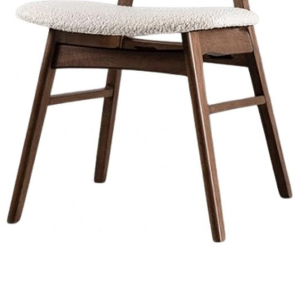 Lexy Side Dining Chair Set of 2, Angled Legs, Walnut Brown Solid Wood, Beige Boucle - BM339256