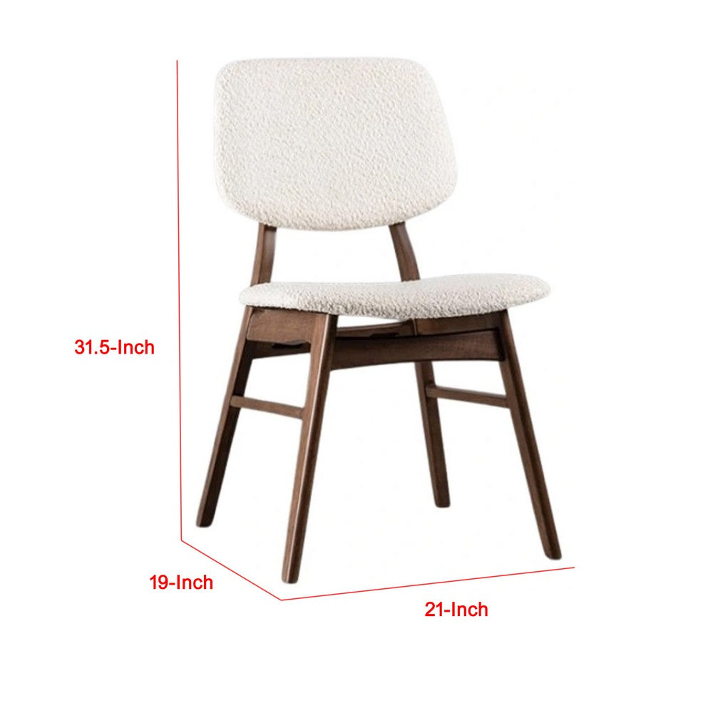 Lexy Side Dining Chair Set of 2, Angled Legs, Walnut Brown Solid Wood, Beige Boucle - BM339256