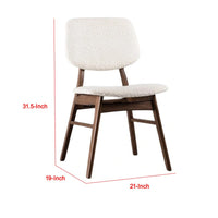 Lexy Side Dining Chair Set of 2, Angled Legs, Walnut Brown Solid Wood, Beige Boucle - BM339256