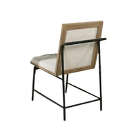 Edey Side Dining Chair Set of 2, Metal Legs, Oak Brown Rubberwood, Beige Polyester - BM339258