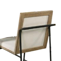 Edey Side Dining Chair Set of 2, Metal Legs, Oak Brown Rubberwood, Beige Polyester - BM339258