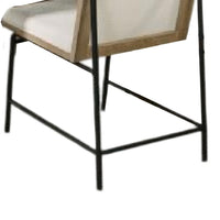 Edey Side Dining Chair Set of 2, Metal Legs, Oak Brown Rubberwood, Beige Polyester - BM339258