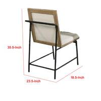 Edey Side Dining Chair Set of 2, Metal Legs, Oak Brown Rubberwood, Beige Polyester - BM339258