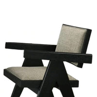Toty Dining Armchair Set of 2, Curved Arms, Angled Rear Legs, Gray Fabric - BM339259
