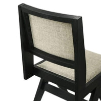 Toty Side Dining Chair Set of 2, Inverted Angled Legs, Black Wood, Gray Fabric - BM339260