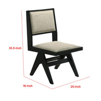 Toty Side Dining Chair Set of 2, Inverted Angled Legs, Black Wood, Gray Fabric - BM339260