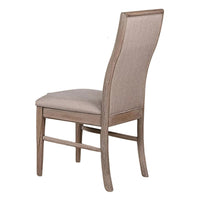 Elles Side Dining Chair Set of 2, Curved Backrest, Ash Wood, Beige Polyester - BM339262