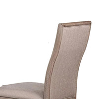 Elles Side Dining Chair Set of 2, Curved Backrest, Ash Wood, Beige Polyester - BM339262