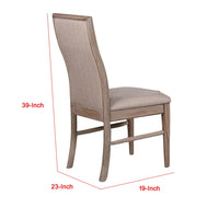 Elles Side Dining Chair Set of 2, Curved Backrest, Ash Wood, Beige Polyester - BM339262