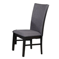 Easin Side Dining Chair Set of 2, Gray Polyester Contoured Back, Black Rubberwood - BM339263