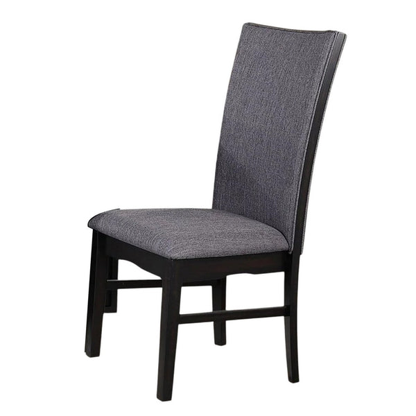 Easin Side Dining Chair Set of 2, Gray Polyester Contoured Back, Black Rubberwood - BM339263