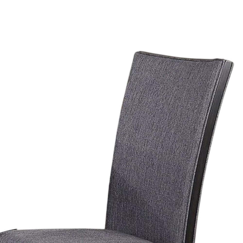 Easin Side Dining Chair Set of 2, Gray Polyester Contoured Back, Black Rubberwood - BM339263