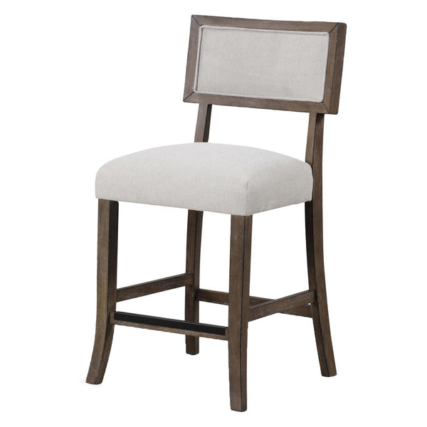 Asten Counter Stool Chair Set of 2, Dark Walnut Brown, Gray Seat - BM339266