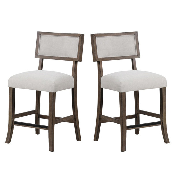 Asten Counter Stool Chair Set of 2, Dark Walnut Brown, Gray Seat - BM339266