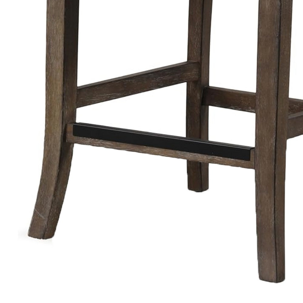 Asten Counter Stool Chair Set of 2, Dark Walnut Brown, Gray Seat - BM339266
