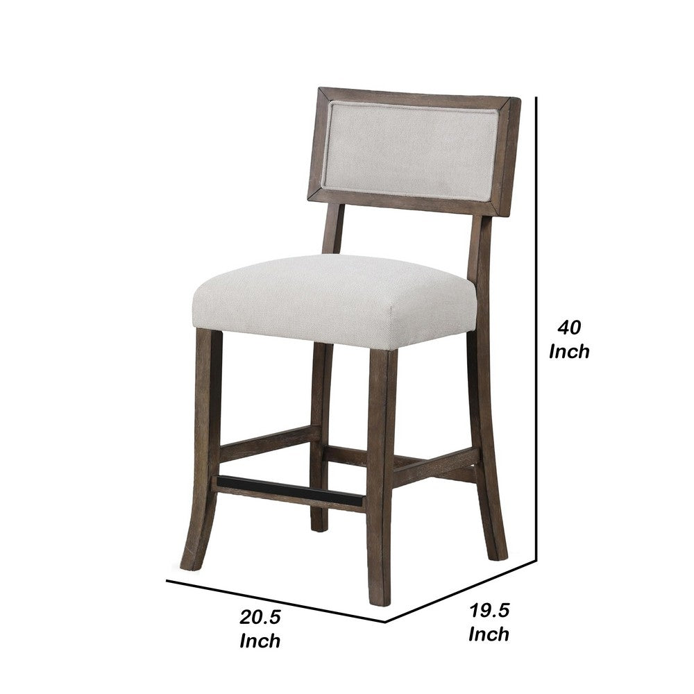 Asten Counter Stool Chair Set of 2, Dark Walnut Brown, Gray Seat - BM339266