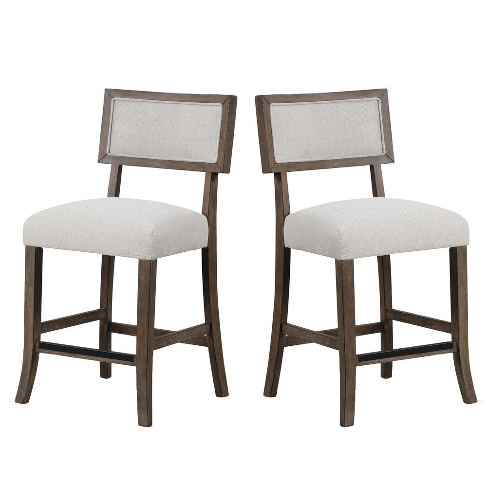 Asten Counter Stool Chair Set of 2, Dark Walnut Brown, Gray Seat - BM339266