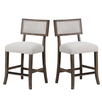Asten Counter Stool Chair Set of 2, Dark Walnut Brown, Gray Seat - BM339266