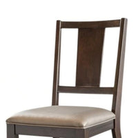 Witzy Side Dining Chair Set of 2, Dark Brown Solid Poplar Wood, Gray - BM339268