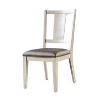 Witzy Side Dining Chair Set of 2, Faceted Panel Back, White Wood, Gray - BM339270