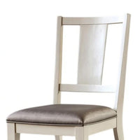 Witzy Side Dining Chair Set of 2, Faceted Panel Back, White Wood, Gray - BM339270