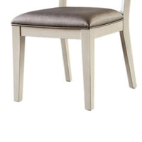 Witzy Side Dining Chair Set of 2, Faceted Panel Back, White Wood, Gray - BM339270