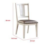 Witzy Side Dining Chair Set of 2, Faceted Panel Back, White Wood, Gray - BM339270