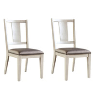 Witzy Side Dining Chair Set of 2, Faceted Panel Back, White Wood, Gray - BM339270