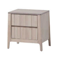 Vasu Nightstand, 2 Drawers, White Wash Solid Rubberwood, 21 Inch - BM339274