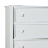 Toli Tall Dresser Chest, 5 Drawers w Round Knobs, White Solid Hardwood - BM339275