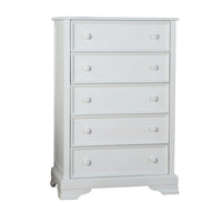 Toli Tall Dresser Chest, 5 Drawers w Round Knobs, White Solid Hardwood - BM339275