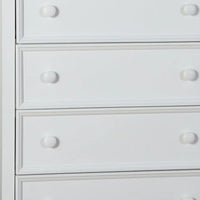 Toli Tall Dresser Chest, 5 Drawers w Round Knobs, White Solid Hardwood - BM339275