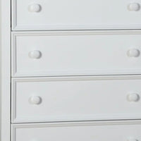 Toli Tall Dresser Chest, 5 Drawers w Round Knobs, White Solid Hardwood - BM339275