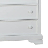 Toli Tall Dresser Chest, 5 Drawers w Round Knobs, White Solid Hardwood - BM339275