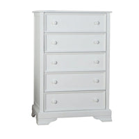 Toli Tall Dresser Chest, 5 Drawers w Round Knobs, White Solid Hardwood - BM339275