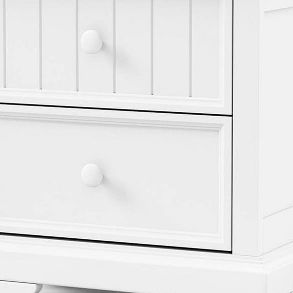 Toli Nightstand 2 Drawers w Round Knobs, White Solid Hardwood, 24 Inch - BM339277