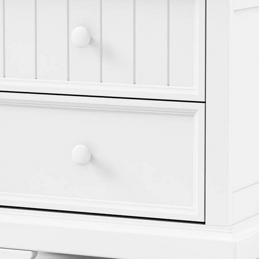 Toli Nightstand 2 Drawers w Round Knobs, White Solid Hardwood, 24 Inch - BM339277