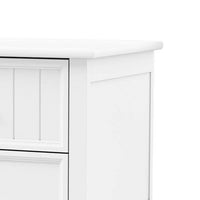 Toli Nightstand 2 Drawers w Round Knobs, White Solid Hardwood, 24 Inch - BM339277