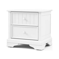 Toli Nightstand 2 Drawers w Round Knobs, White Solid Hardwood, 24 Inch - BM339277