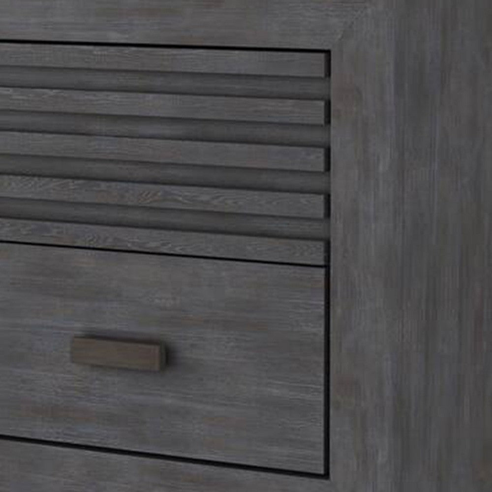 Biom Nightstand, 2 Drawers, Charcoal Brown Solid Hardwood, 24 Inch - BM339280