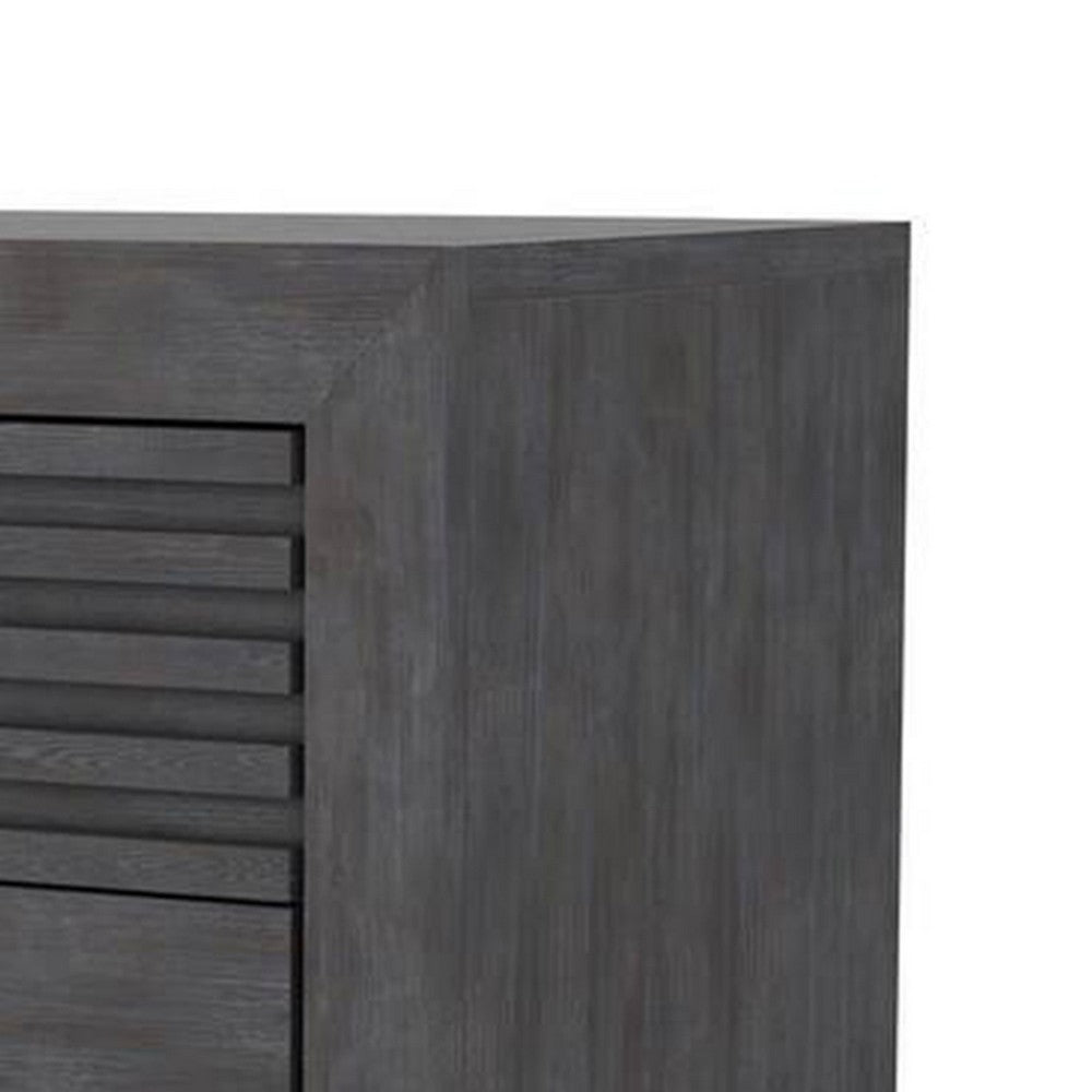 Biom Nightstand, 2 Drawers, Charcoal Brown Solid Hardwood, 24 Inch - BM339280