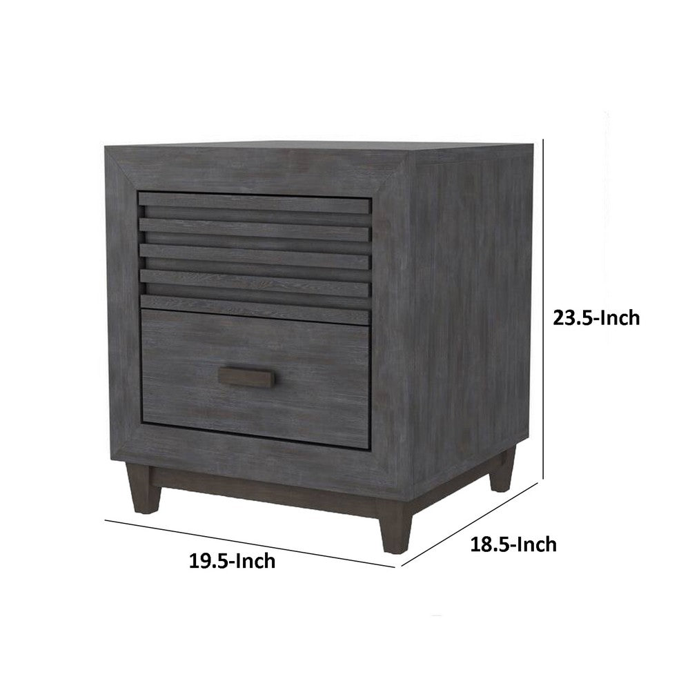 Biom Nightstand, 2 Drawers, Charcoal Brown Solid Hardwood, 24 Inch - BM339280