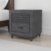 Biom Nightstand, 2 Drawers, Charcoal Brown Solid Hardwood, 24 Inch - BM339280
