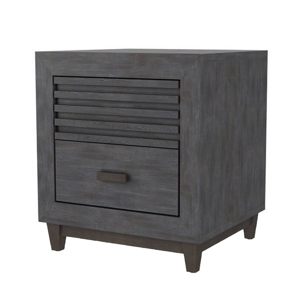 Biom Nightstand, 2 Drawers, Charcoal Brown Solid Hardwood, 24 Inch - BM339280