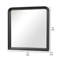 Osko 42 Inch Dresser Mirror, Rounded Edges, Black Poplar Wood - BM339292