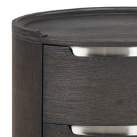 Osko Nightstand, 2 Storage Drawers, Black Poplar Wood, Nickel Trim - BM339293
