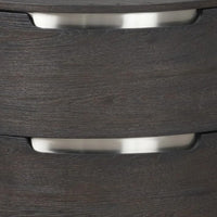 Osko Nightstand, 2 Storage Drawers, Black Poplar Wood, Nickel Trim - BM339293