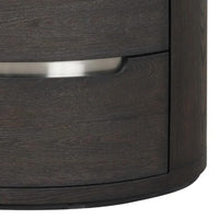Osko Nightstand, 2 Storage Drawers, Black Poplar Wood, Nickel Trim - BM339293