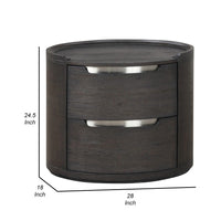 Osko Nightstand, 2 Storage Drawers, Black Poplar Wood, Nickel Trim - BM339293