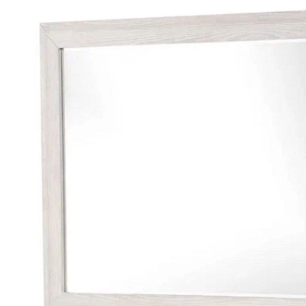 Loji 48 Inch Dresser Mirror, Weathered Gray Frame, Solid Rubberwood - BM339294